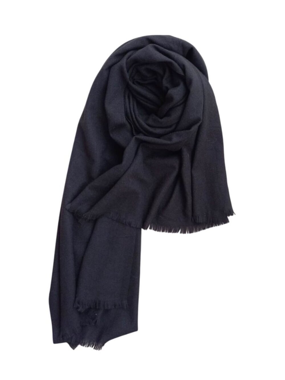 Black Oversized Scarf Wrap – Large Lightweight Shawl Fringe 188x68 cm